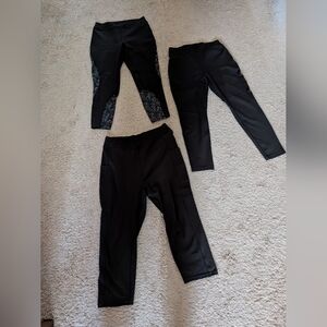 Pop Fit Leggings Lot of 3 Black Active Capri & Cropped Pants